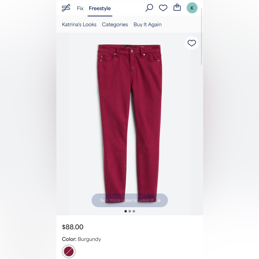 Women’s Liverpool Burgundy jeans. Like new. Bought from Stitchfix.